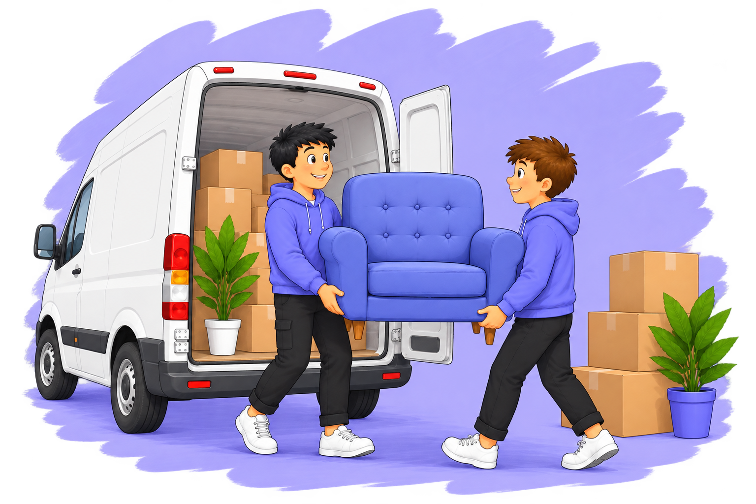 Man and Van Hire Services in London - Professional relocation movers loading furniture and boxes